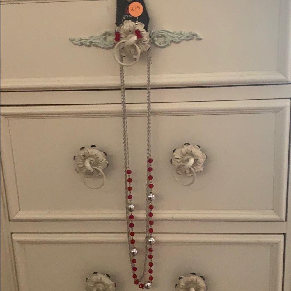Long necklace with matching earrings
